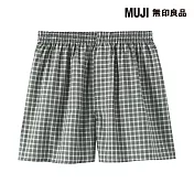 【MUJI 無印良品】男柔滑前開平口褲 S 卡其綠格紋