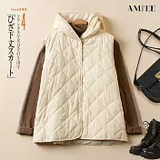 【AMIEE】寬鬆顯瘦菱格馬甲背心(KDTQ-9308) M 白色
