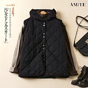 【AMIEE】寬鬆顯瘦菱格馬甲背心(KDTQ-9308) M 黑色