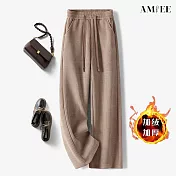 【AMIEE】加厚燈芯絨長款闊腿褲(KDPQ-1566) M 卡其色