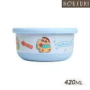 【HOUSUXI舒希】蠟筆小新－不鏽鋼雙層隔熱碗420ml-藍-A3