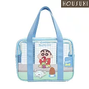 【HOUSUXI舒希】蠟筆小新－防潑水透明兒童餐袋-A3(任選) 藍色