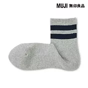 【MUJI 無印良品】男圈絨直角短襪25-27cm 灰紋樣