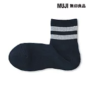 【MUJI 無印良品】男圈絨直角短襪25-27cm 深藍紋樣