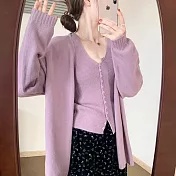 【MsMore】 氣質時尚針織開衫排扣背心上衣兩件式套裝# 126952 FREE 紫色