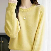 【MsMore】 圓領加厚寬鬆顯瘦軟糯毛衣上衣# 126974 FREE 黃色