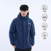 【遊遍天下】男款GlobeTex防水防風保暖羽絨外套(GJ23038 ) XL 藍色