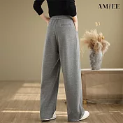 【AMIEE】直筒高腰顯瘦休閒長褲(KDPQ-7293) M 灰色