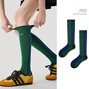 【JDS設計襪】微壓薄款 健身小腿肌運動壓力襪 - 綠藍色