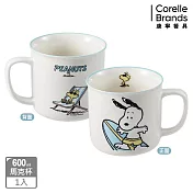 【美國康寧】Snapware 史努比幸福/冒險日常系列馬克杯- 衝浪冒險600ml