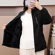 【AnZa】加絨珊瑚絨立領綉字搖粒絨保暖外套(6色) M 黑色