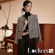 【Lockers 木櫃】秋冬輕奢小花呢短外套 L114121004 混色鑽石灰M