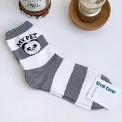 Kankoku韓國 狗狗英文字母條紋襪   * 灰色條紋