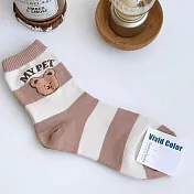 Kankoku韓國 狗狗英文字母條紋襪   * 棕色條紋