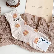 Kankoku韓國 立體毛絨花朵朵襪  * 米色