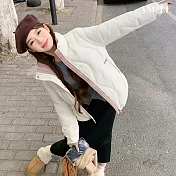 【AMIEE】韓系洋氣顯瘦羽絨棉外套(KDCQ-2507) M 米白