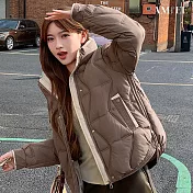 【AMIEE】韓系洋氣顯瘦羽絨棉外套(KDCQ-2507) M 咖啡