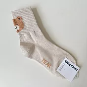 Kankoku韓國 可愛熊熊棉襪  * 米色
