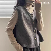 【AMIEE】溫柔系排扣百搭針織馬甲背心(KDTQ-2510) FREE 灰色