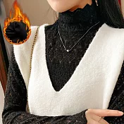 【AnZa】蕾絲縷空半高領加絨磨毛上衣(黑色) FREE 黑色