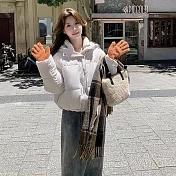 【MsMore】 甜美時尚羽絨棉服短款小個子加厚保暖外套# 127010 S 白色