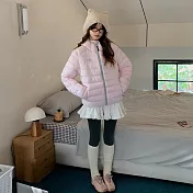 【MsMore】 大碼輕薄火排骨連帽棉襖韓版寬鬆保暖外套# 126984 M 玫紅色