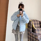 【MsMore】 大碼輕薄火排骨連帽棉襖韓版寬鬆保暖外套# 126984 M 藍色