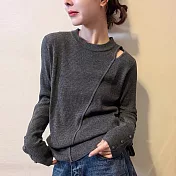 【MsMore】 露肩羊絨感顯瘦針織上衣毛衣# 127033 FREE 灰色