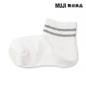【MUJI 無印良品】女足口柔軟舒適圈絨直角短襪23-25cm 柔白紋樣