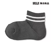 【MUJI 無印良品】女足口柔軟舒適圈絨直角短襪23-25cm 墨灰紋樣