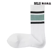 【MUJI 無印良品】男圈絨直角襪25-27cm 霧綠色