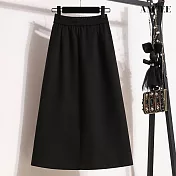 【AMIEE】洋氣顯瘦厚磅高腰A字裙(KDSQ-9479) M 黑色