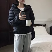 【MsMore】 韓版保暖棉服小個子連帽輕薄排骨長袖外套# 126997 M 黑色