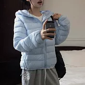 【MsMore】 韓版保暖棉服小個子連帽輕薄排骨長袖外套# 126997 M 藍色
