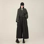 【MsMore】 日韓系鬆弛夾棉加厚氣球褲小個子八分寬褲# 127002 S 黑色