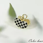 【卡樂熊】韓版水鑽黑格造型瀏海夾/髮夾- 愛心