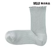 【MUJI 無印良品】女足口柔軟莫代爾混捲邊直角襪23-25cm 淺藍