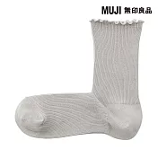 【MUJI 無印良品】女足口柔軟莫代爾混捲邊直角襪23-25cm 灰銀