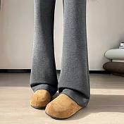 【MsMore】 窄版直筒休閒高腰長腿羊絨糯米長褲# 127067 M 灰色