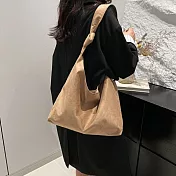 【HandStyle】單肩包 復古麂皮輕盈簡約大容量素色單肩包(82055) _卡其