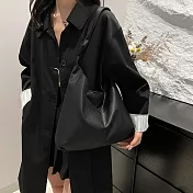 【HandStyle】單肩包 復古麂皮輕盈簡約大容量素色單肩包(82055) _黑色