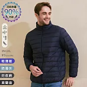 【KISSDIAMOND】特級輕暖真90%羽絨外套(保暖/防潑水/拉鍊口袋/男款/KDC-2106) M 藏青