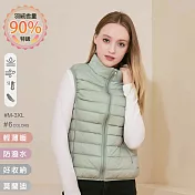 【KISSDIAMOND】特級輕暖真90%羽絨背心(保暖/防潑水/拉鍊口袋/女款/KDC-2101) L 淺綠