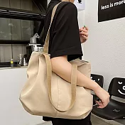 【HandStyle】側背包 極簡純色抓摺設計百搭帆布托特包(68055) _卡其