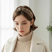 【HandStyle】髮箍 民族風質感刺繡花卉打結寬邊髮箍(85030) _咖色民族風