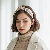 【HandStyle】髮箍 波西米亞風復古碎花打結寬邊髮箍(89025) _淺藍碎花