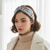 【HandStyle】髮箍 法式鄉村風清新碎花扭結寬邊髮箍(46020) _藍色碎花