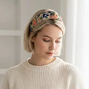 【HandStyle】髮箍 民族風細緻立體刺繡打結寬邊髮箍(00040) _米白刺繡
