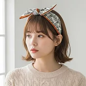 【HandStyle】髮箍 復古變形蟲花騰兔耳領巾造型髮箍(30030) _米黃花藤