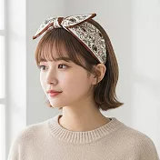 【HandStyle】髮箍 復古變形蟲花騰兔耳領巾造型髮箍(30030) _咖色花藤